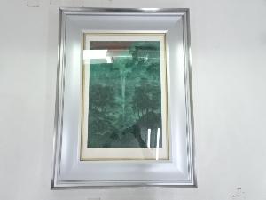 絵画　下保昭　滝の図　リトグラフ　額装